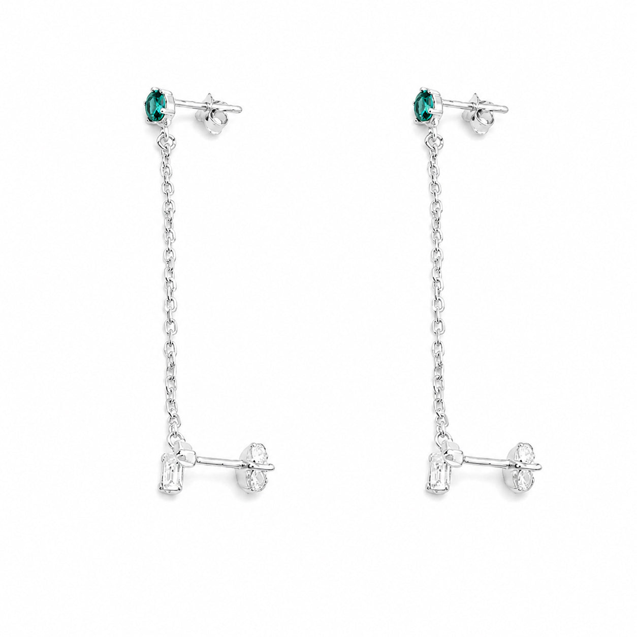 Brinco de Prata Corrente com Zircônias - 68420