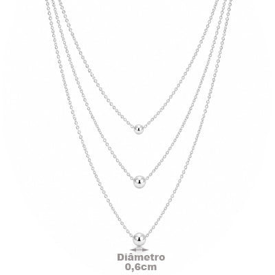 Gargantilha de Prata Bolas - 68466