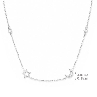 Gargantilha de Prata Lua e Estrela - 68467