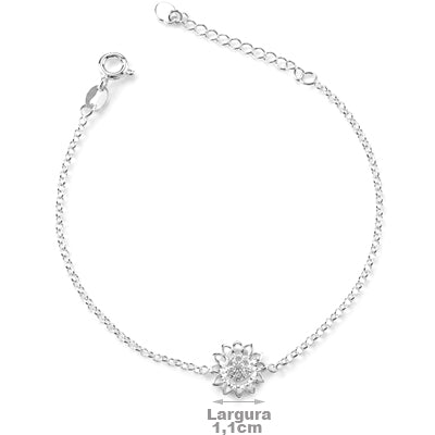 Pulseira de Prata Flor - 68473