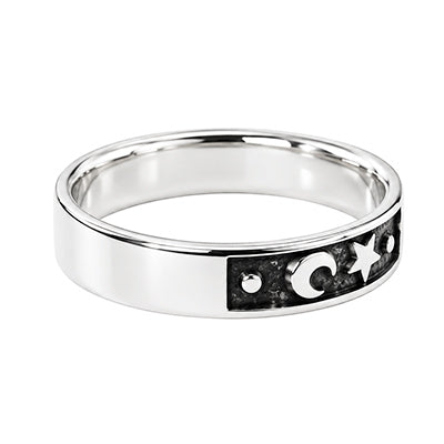 Anel de Prata Lua e Estrela - 68565