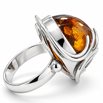 Anel de Prata com Âmbar - 68592
