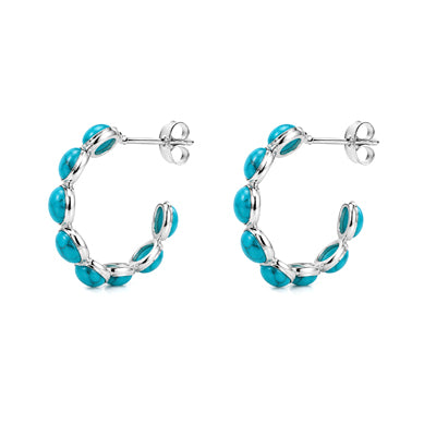 Argola de Prata com Turquesa - 68632