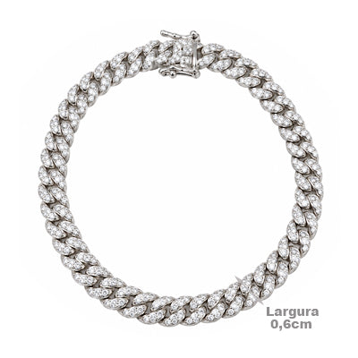 Pulseira de Prata Elo com Zircônias - 68661