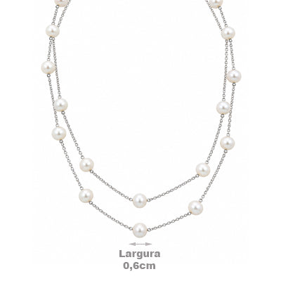 Gargantilha de Prata com Pérola - 68747
