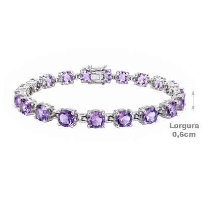 Pulseira de Prata com Ametista - 68750