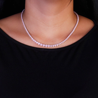 Gargantilha de Prata com Quartzo Rosa - 68770