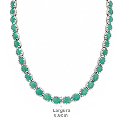 Gargantilha de Prata com Esmeralda - 68844
