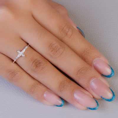 Anel de Prata Cruz com Zircônia - 69422