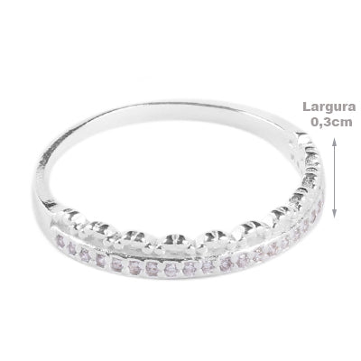 Anel de Prata com Zircônias - 69435