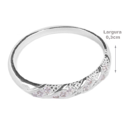 Anel de Prata com Zircônias - 69440