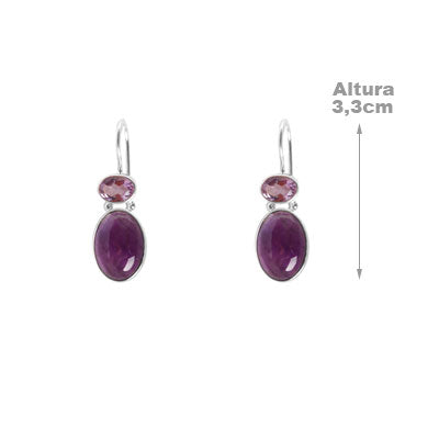 Brinco de Prata com Ametista - 55740