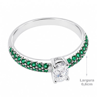 Anel de Prata com Zircônias - 56529