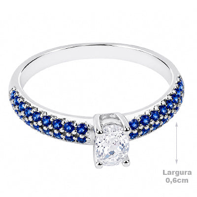 Anel de Prata com Zircônias - 56528