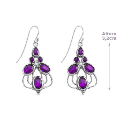 Brinco de Prata com Ametista - 65969