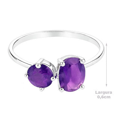 Anel de Prata com Ametista - 65666