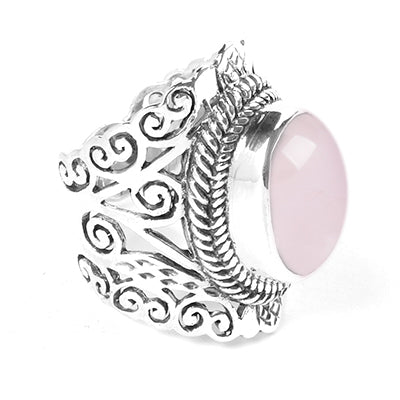 Anel de Prata com Quartzo Rosa - 48577
