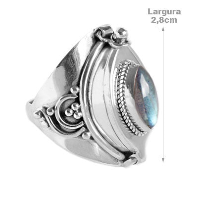 Anel de Prata Relicário com Labradorita - 56110