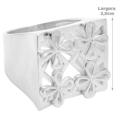 Anel de Prata com Flores - 2657