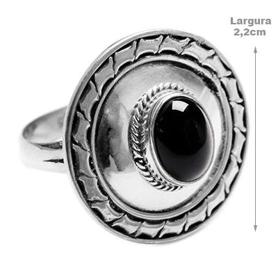 Anel de Prata com Ônix - 41691