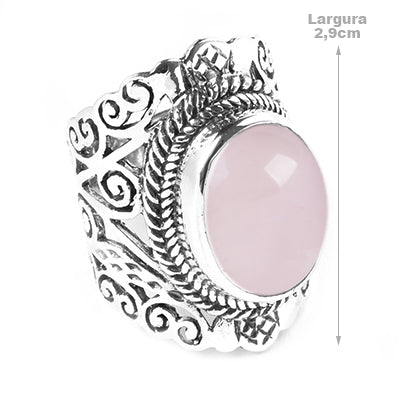 Anel de Prata com Quartzo Rosa - 48577