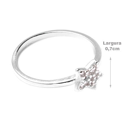 Anel de Prata Estrela com Zircônia - 51468