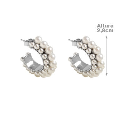 Argola de Prata com Pérolas.