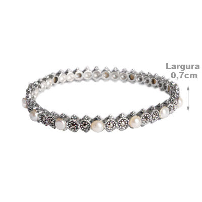 Bracelete de Prata com Pérola - 55185