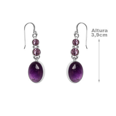 Brinco de Prata com Ametista - 55761