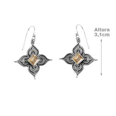 Brinco de Prata Flor com Citrino
