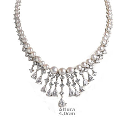 Gargantilha de Prata com Pérolas