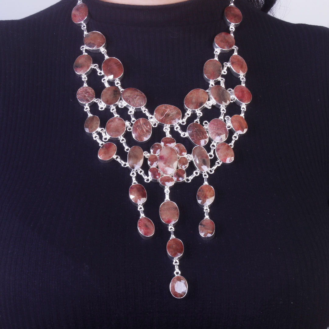 Maxi Colar em Prata com Rubi - 12394 - soprata