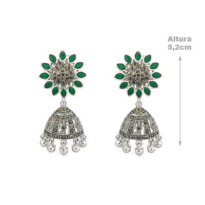 Brinco de Prata Flor com Pedras - 55912