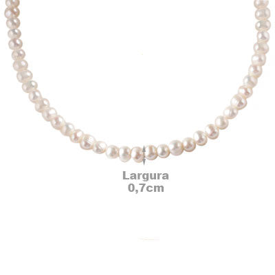 Gargantilha de Prata com Pérolas