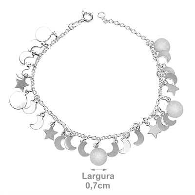 Pulseira de Prata com Pingentes - 51775