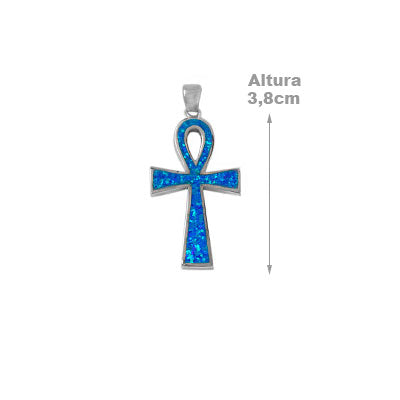 Produtos Pingente de Prata Cruz Egípcia com Opala