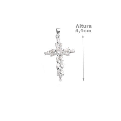Pingente de Prata Cruz com Zircônia