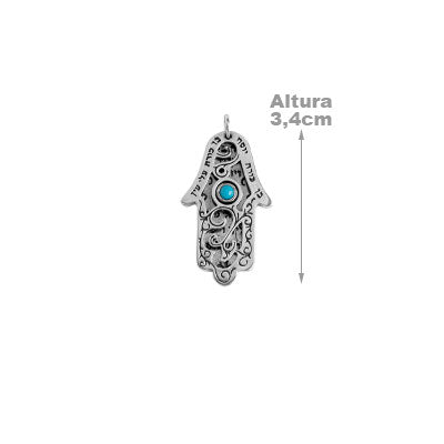 Pingente de Prata Hamsa com Opala