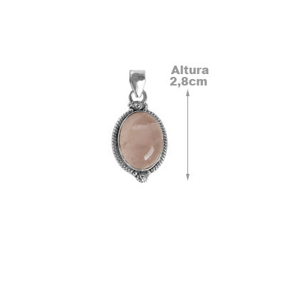 Pingente de Prata com Quartzo Rosa