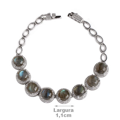 Pulseira de Prata com Labradorita