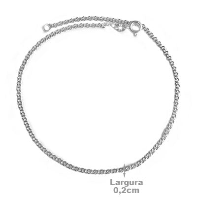 Tornozeleira de Prata em Elos.
