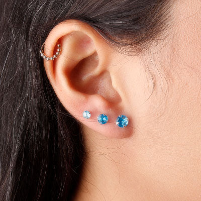 Brinco de Prata Trio com Zircônia