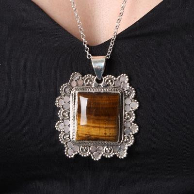 Pingente de Prata com Olho de Tigre