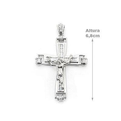 Pingente de Prata Cruz com Zircônias - 15934