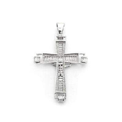 Pingente de Prata Cruz com Zircônias - 15934