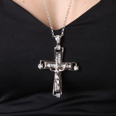 Pingente de Prata Cruz com Zircônias - 15934