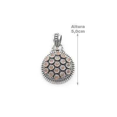 Pingente de Prata com Quartzo Rosa