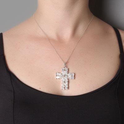 Pingente de Prata Cruz com Zircônia