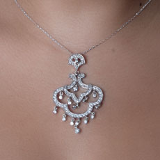 Pingente de Prata com Zircônia e Banho de Ródio