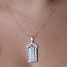 Pingente de Prata com Madrepérola e Zircônia